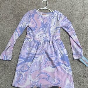 NWT PURPLE MARBLED DRESS GIRLS 6-6x Small
